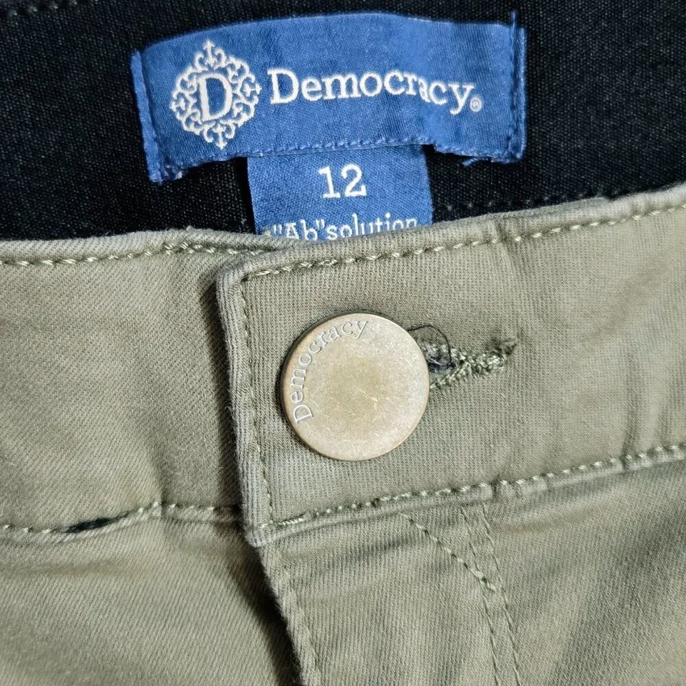 Democracy Absolution Colored Ankle Skimmer Pants Olive Green Laurel Oak Stretch
